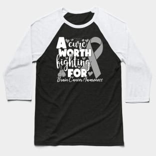 Brain Disease Spread Awareness Gray Brain Cancer Warrior Baseball T-Shirt